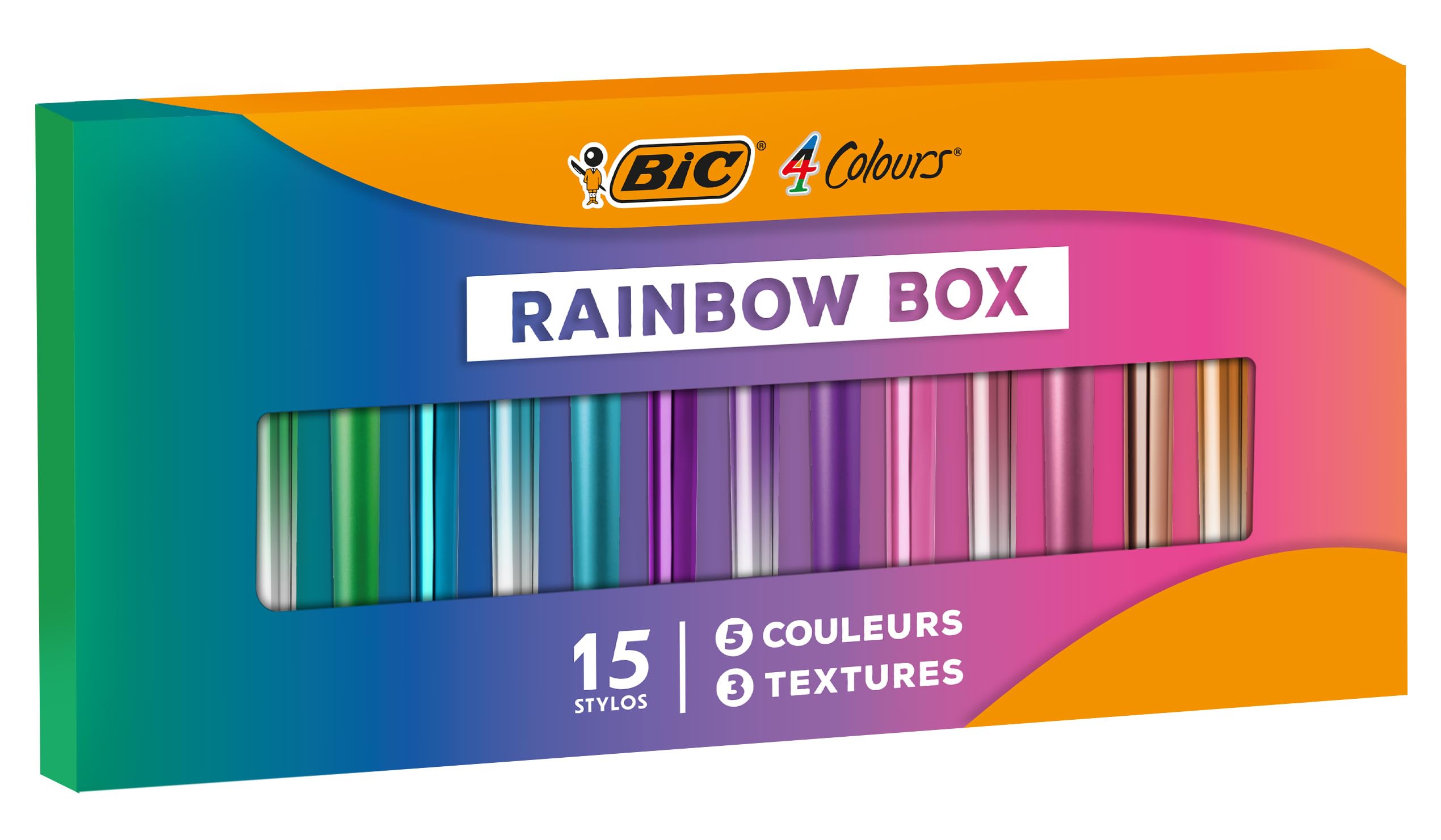 BIC 4 Colores - Estuche de 15 bolígrafos, caja arcoíris de Edición Limitada, para coleccionista, versiones bicolor, brillante y glaseado, ¡Comienza tu colección de 4 colores ahora!