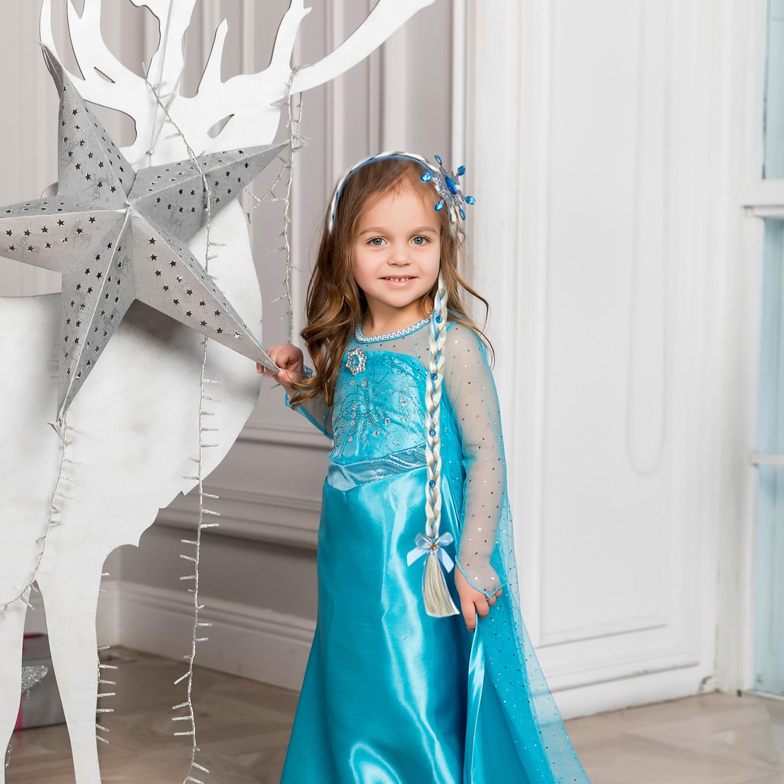 Diadema De Princesa Con Trenzas Largas – Peluca De Rapunzel En Rosa Y Azul, Accesorio Para Cosplay Y Fiestas Infantiles (2 Colores)