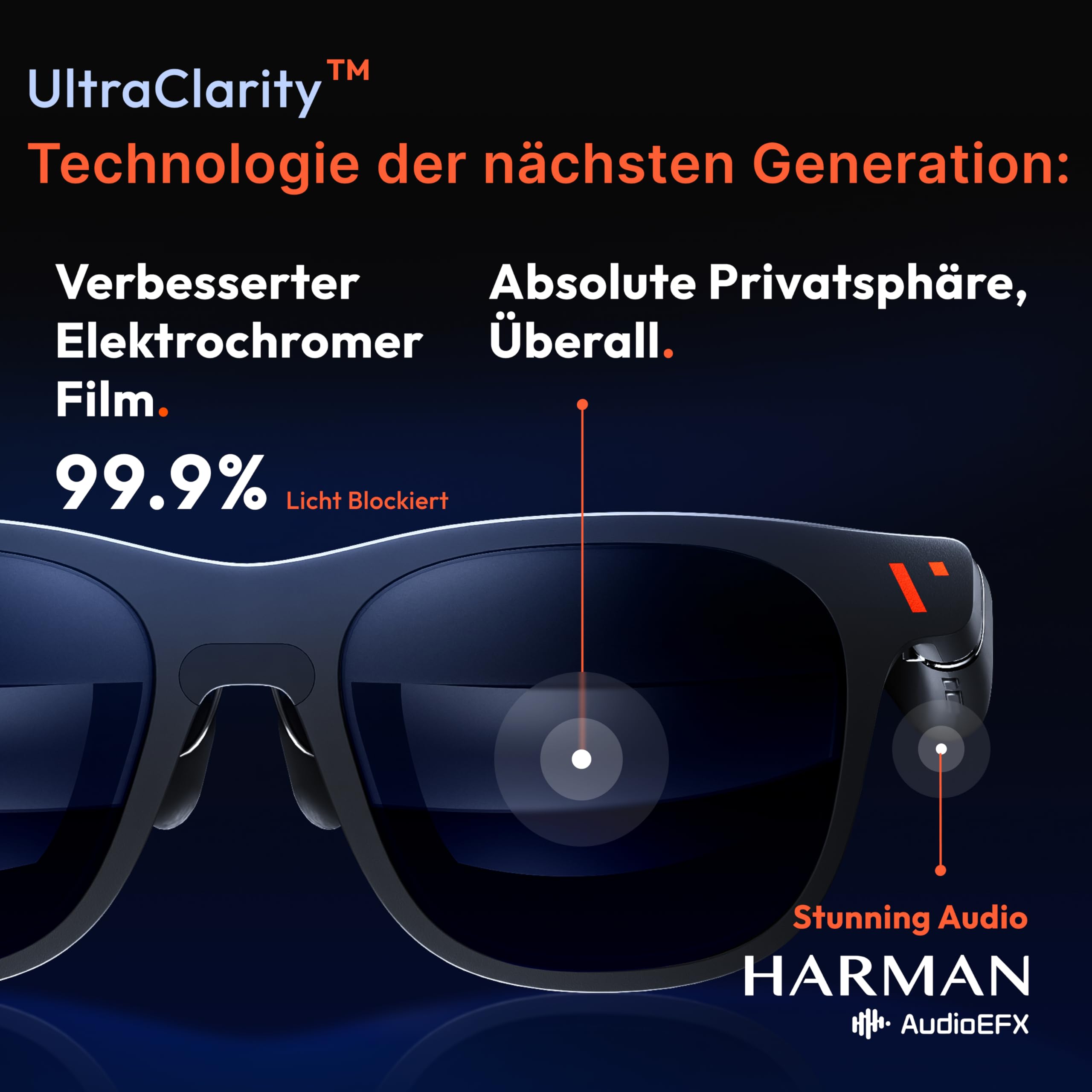 VITURE Pro XR/AR Brille, 135“ 120Hz 1000Nits, Harman Audio, elektrochromer Film, 3D Brille kompatibel mit iPhone 17/16/15/Android/Mac/PC/Steam Deck (Mattschwarz)
