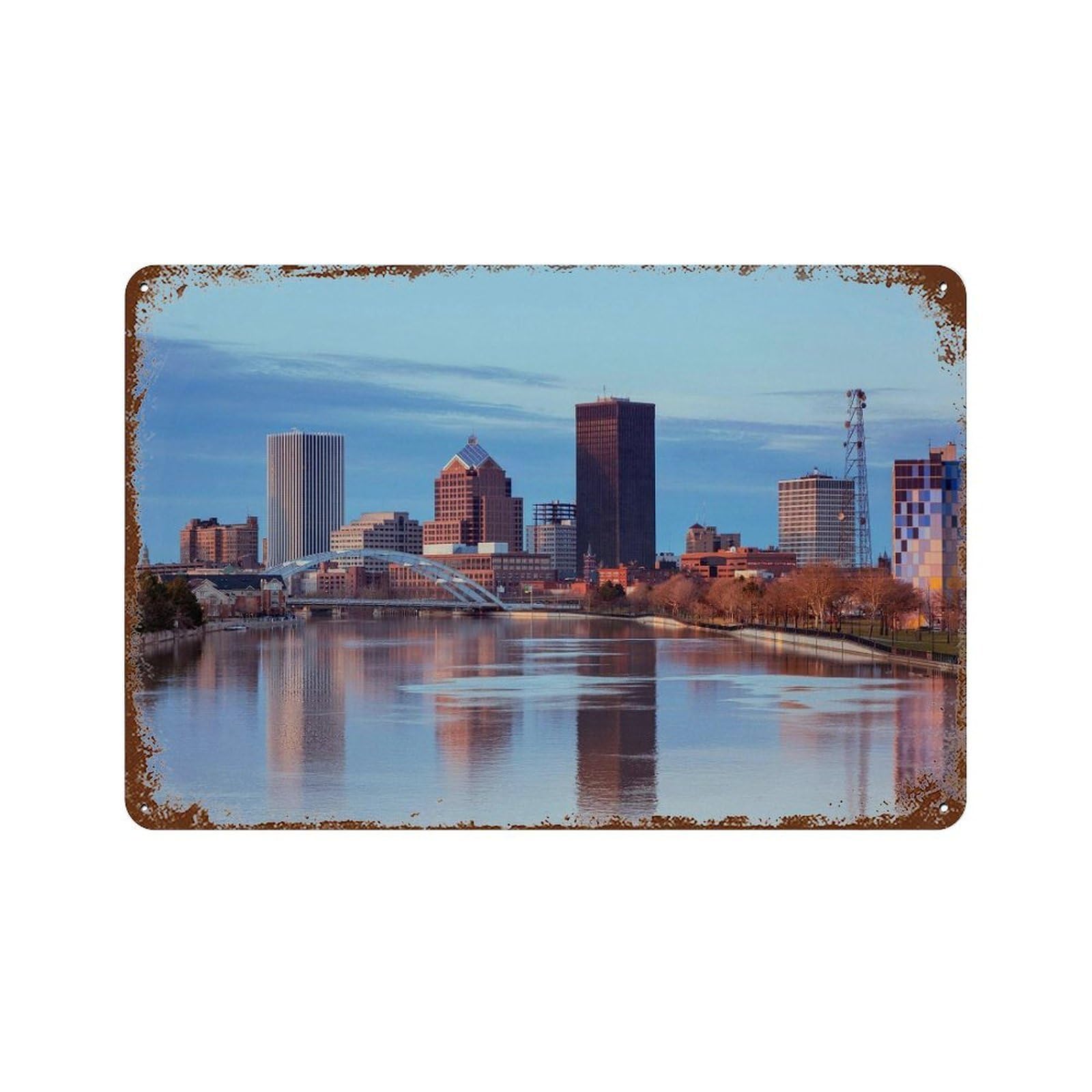xiaoxiaoshen Real Photo Rochester Decor New York Wall Decor Art Metal Tin Poster Modern Home Decor Art Home Bar Shop Decorations Vintage Sign 20x30cm