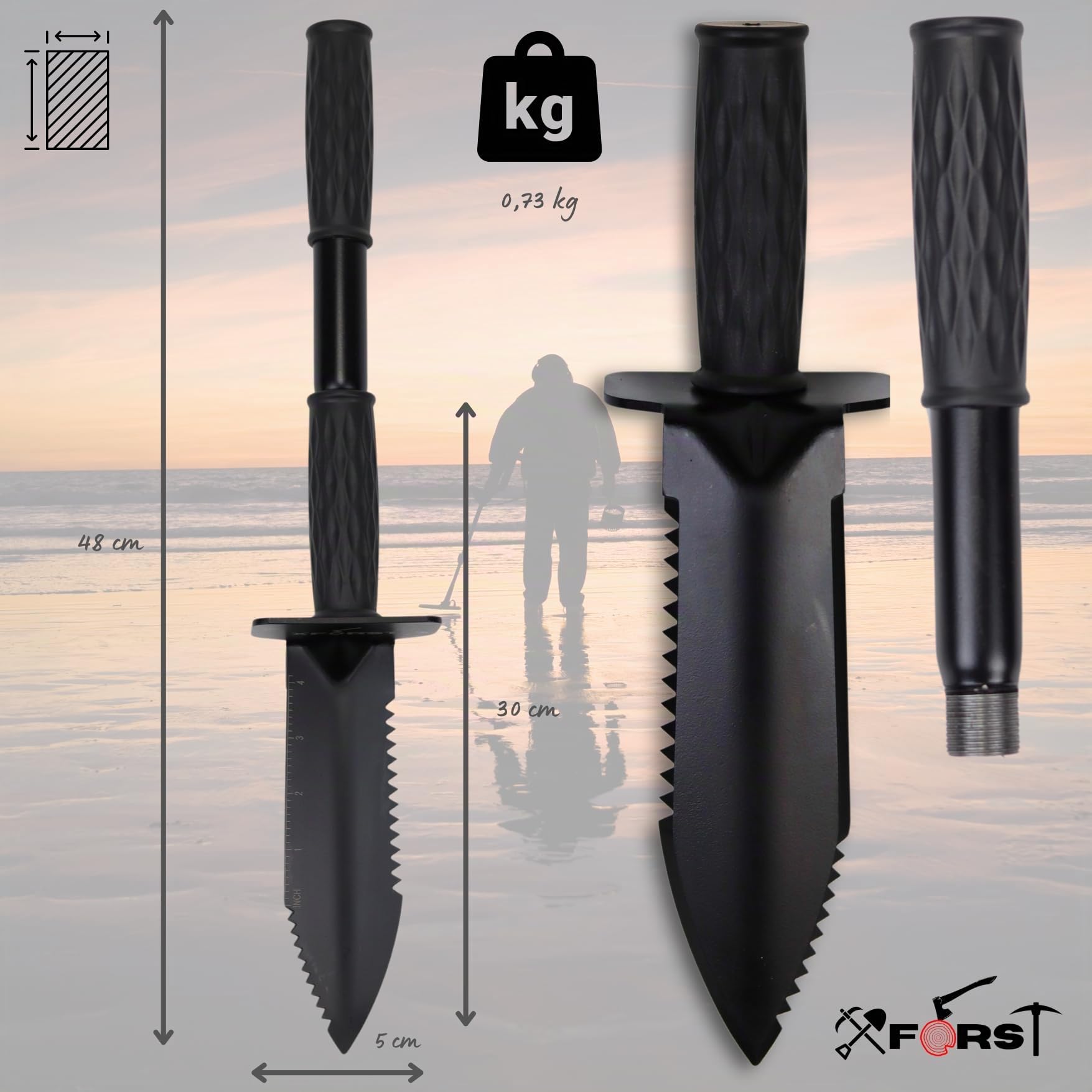 Xforst X-GM350 Metal Detector Accessori, Strumento Di Scavo, dge Digger mini pala paletta multifunzione per piantare, spiaggia, escursionismo, Campeggio Giardinaggio