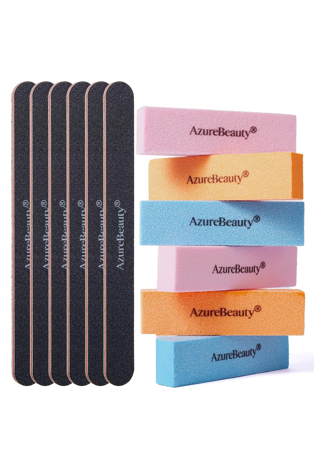 Nail Files and Buffers, 12PCS Kit, 100/180 Grit Files, Buffer Block Black