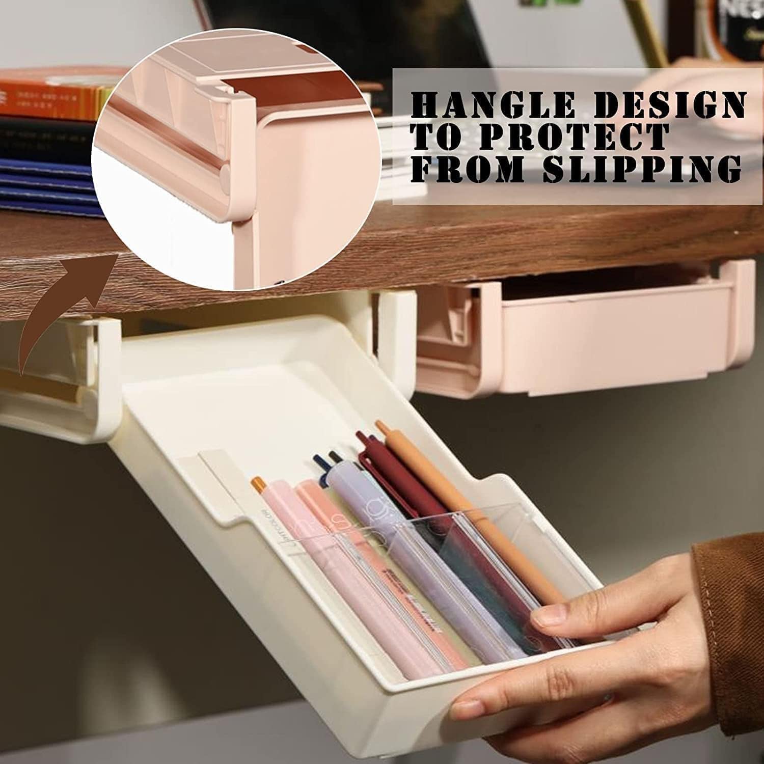 Krupasadhya Desk Organizer,Hiding Under The Table Drawer Organizer,Self-Stick Pop-up Hanging Pencil Drawer,Recycled Expandable Drawer Tray for Office and Desk,plastic drawer under organizer-Pack of 1 2