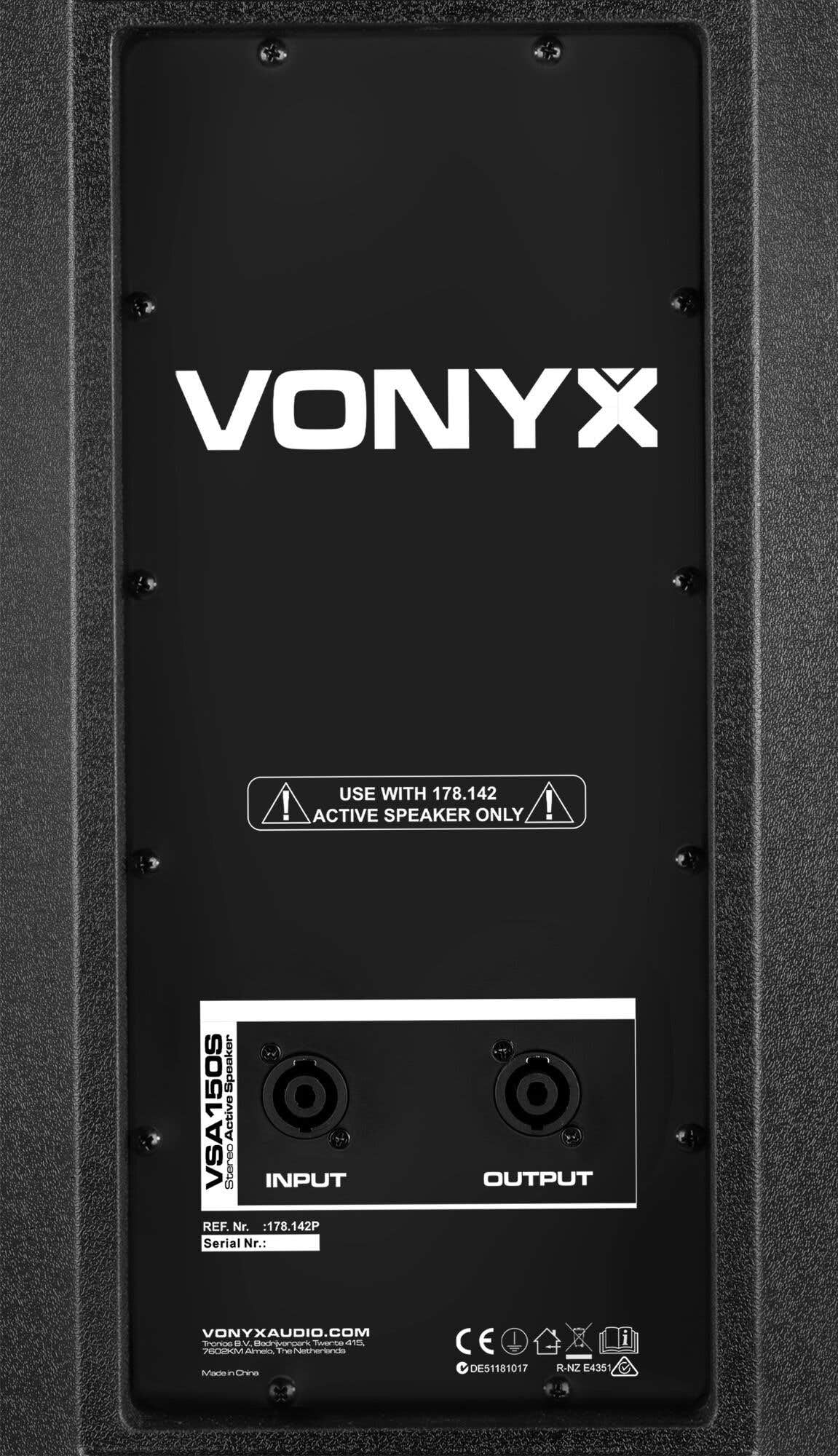 Vonyx VSA150S Pack Altavoces Activos Bluetooth 15 Pulgadas 1000W con 2 Soportes Regulables y Bolsa Cable Jack 3,5 mm a 2 RCA Equipo DJ para Eventos Fiestas Karaoke actuaciones y presentaciones