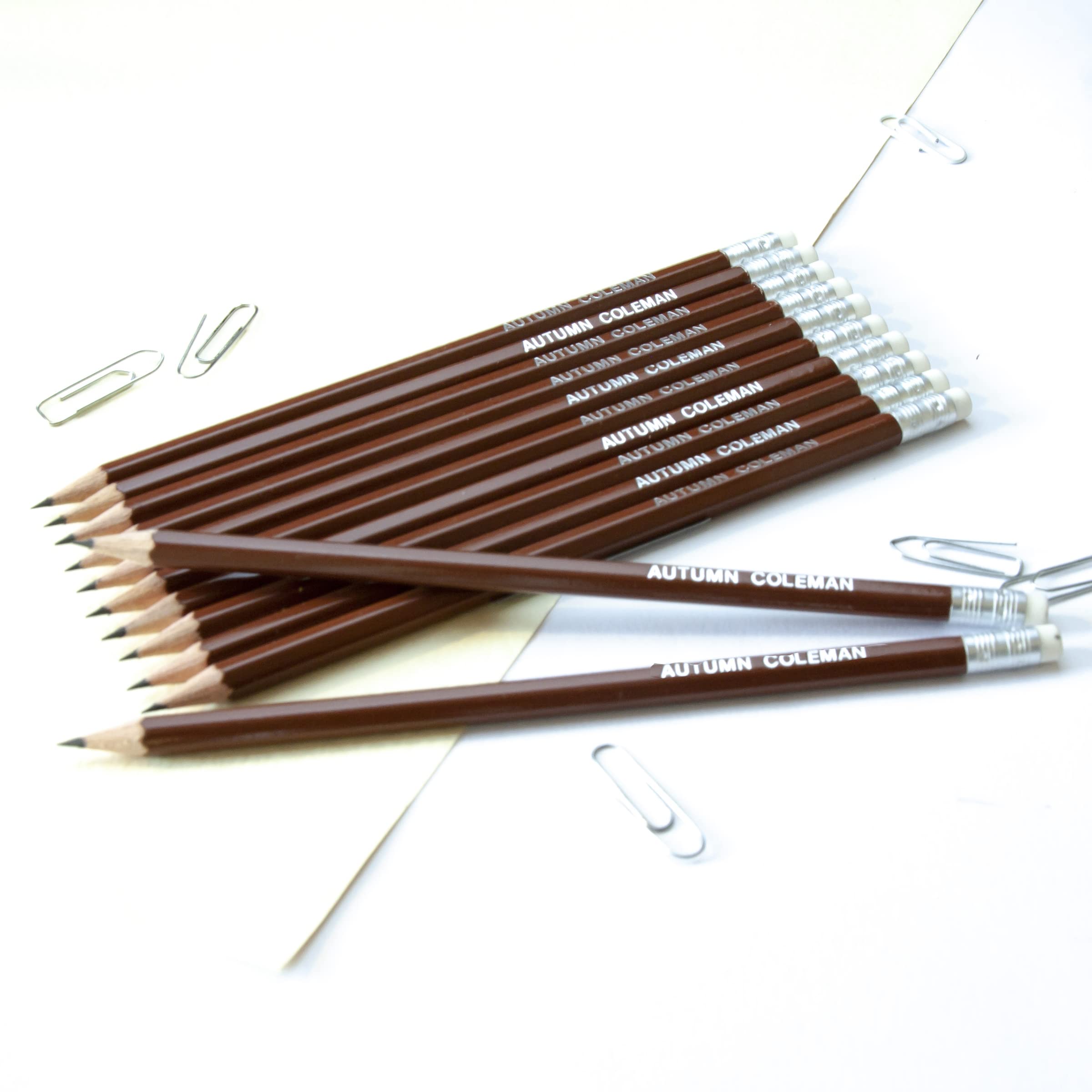 That's My Pencil 12 Personalised Hexagonal Graphite Pencils - Embossed with Name, German Made Pencils and Printed in the UK (Chocolate Brown)