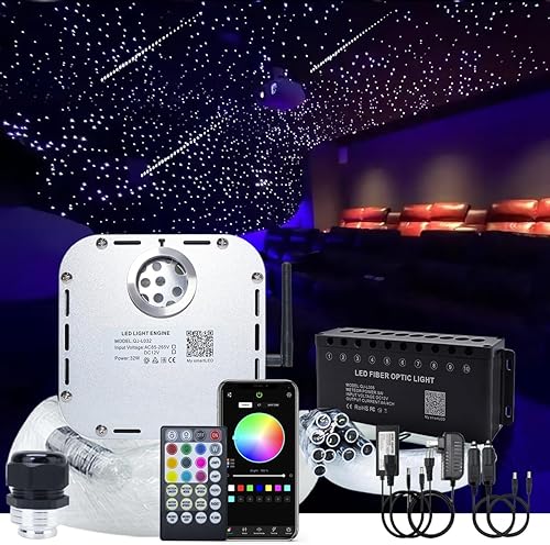AKEPO Kit de luces de fibra óptica con efecto de estrella de tiro de meteoritos RGBW de 32 W, control de aplicación Bluetooth, 1000 piezas de hebras