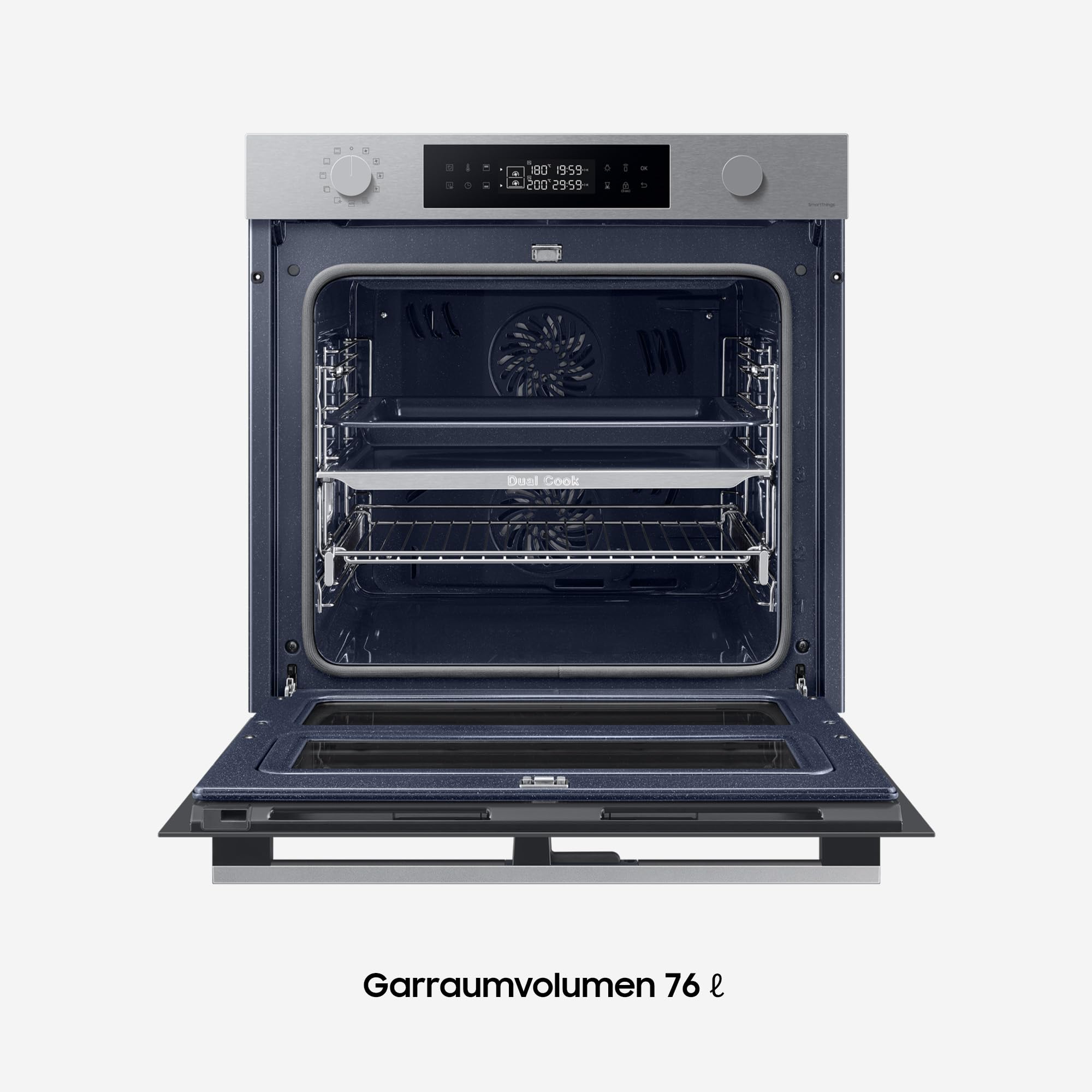 Samsung NV7B4550VAS/U1 Einbau-Backofen 76 l AI Dual Cook Flex Pyrolytische Selbstreinigung SmartThings Cooking Air Sous Vide Schwarz