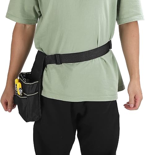 Miniatura 6 de Cyrank Bolsa de herramientas de tela Oxford, mini organizador con clip para cinturón, bolsa multifuncional portátil para cinturón para electricista,