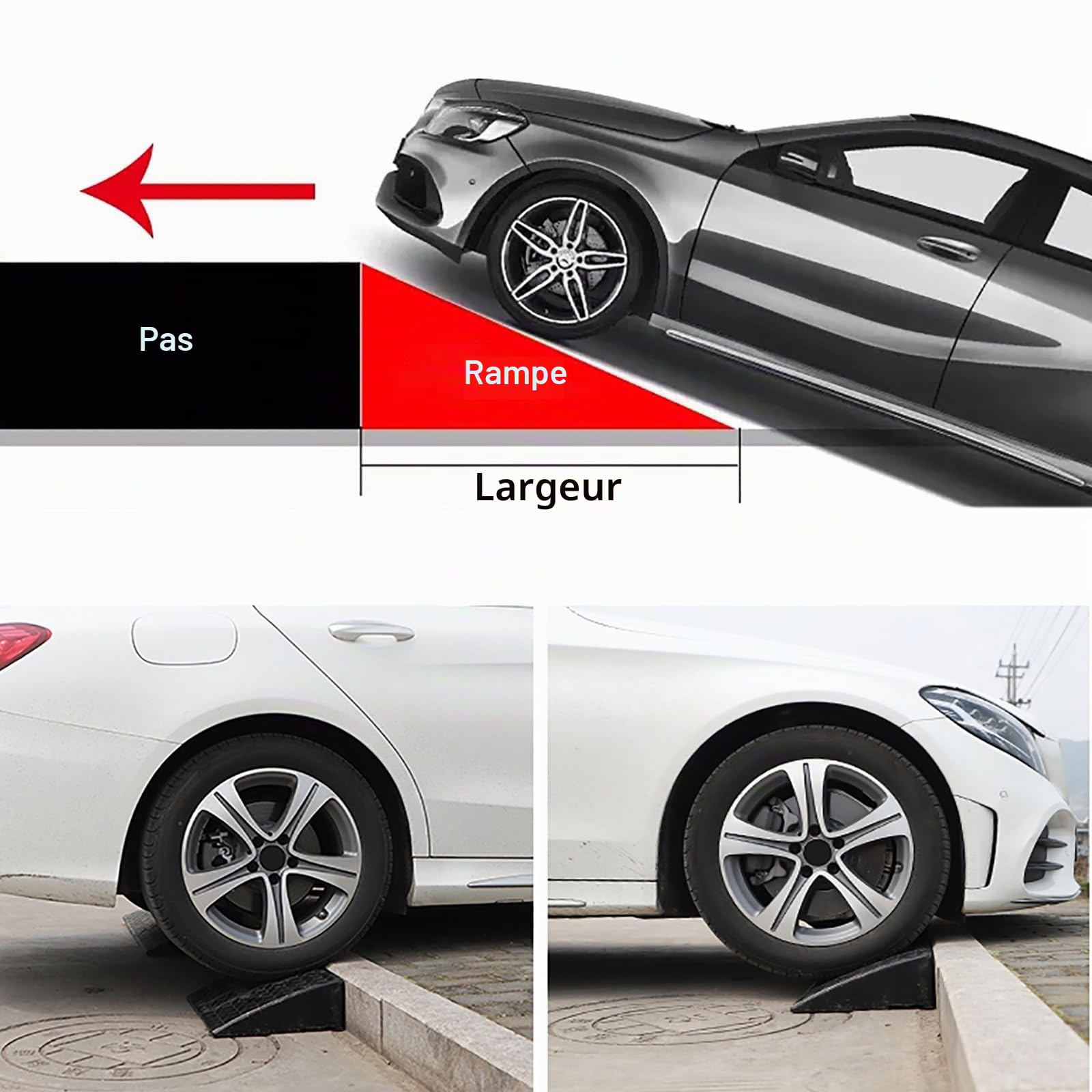 Rampe pour Voiture avec 3 Boulons D'expansion, Rampe de Trottoir en Caoutchouc Portable pour Allée, Quai de Chargement, Trottoir, Voitures Basses, Scooter, Vélo, Moto ( Size : 100*25*7cm/39.4*9.8*2.7i