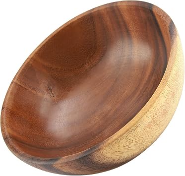 Oumefar Wooden Salad Bowl Sets, Acacia Wood Bowl Wooden Soup Bowl Light Smooth for Kitchen Utensils for Containing Salads,Vegetables,Fruit, Soups, Cereal and More Large (20 * 7cm)