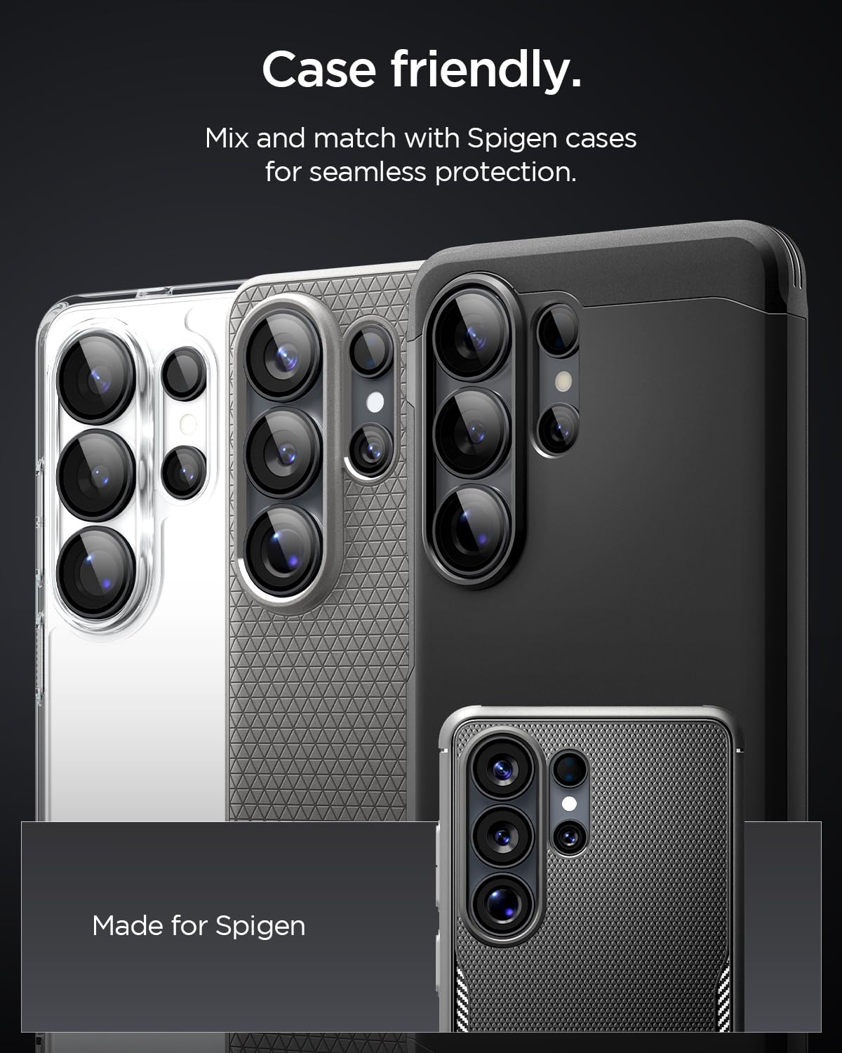 Spigen Glas.tR EZ Fit Optik Pro Protection Camera pour Galaxy S26 Ultra, Noir, 2 Pièces, Protection Individuelle, Kit d'installation Inclus