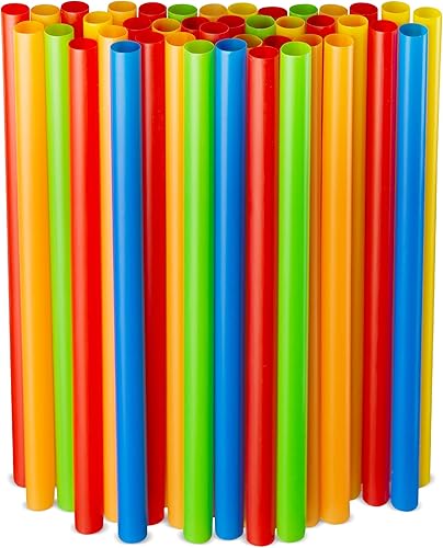 Pajitas de batidos jumbo de varios colores, desechables de boca ancha, pajitas grandes de batido de 9 pulgadas de altoalto, paquete de 100 unidades