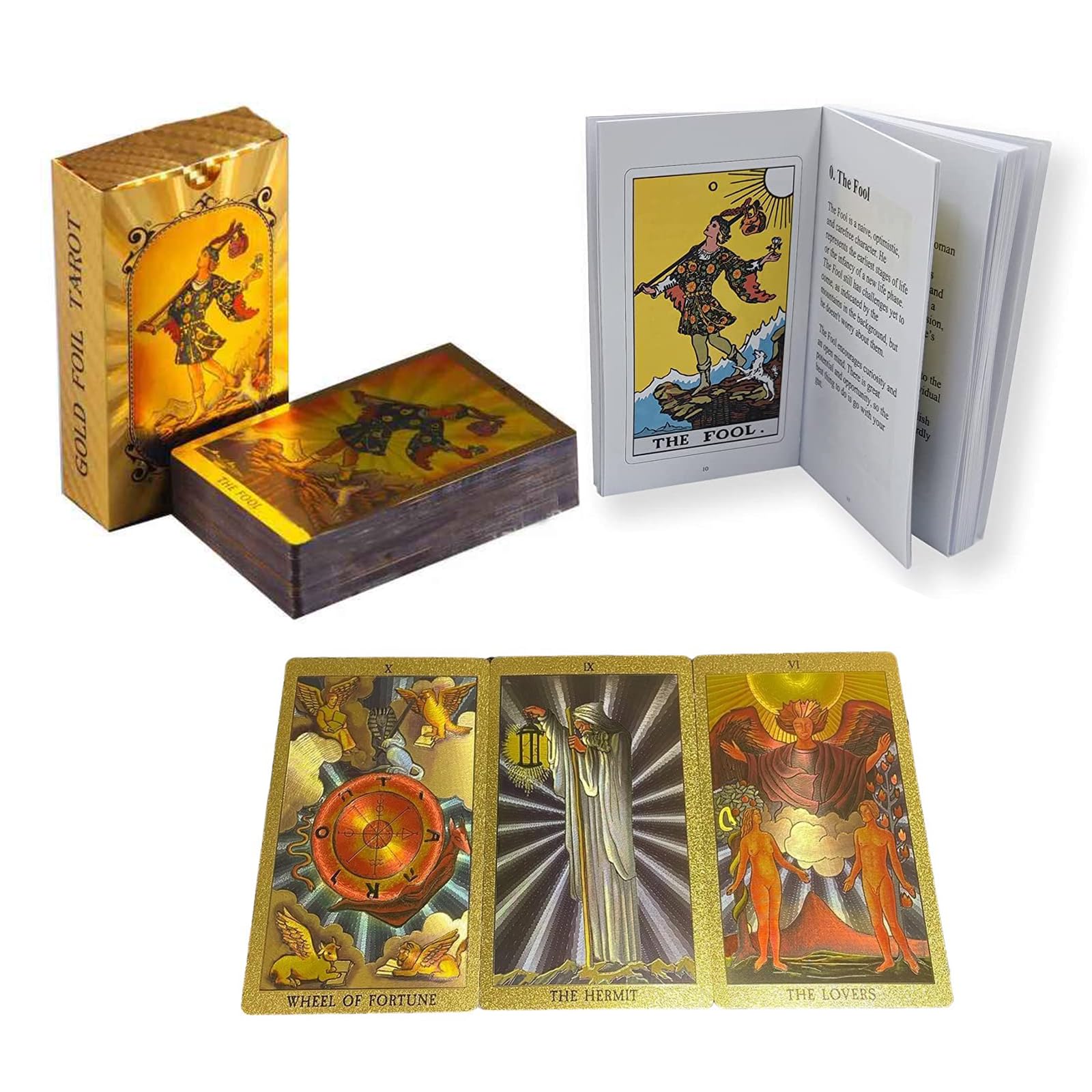 Original Tarot Cards Deck with Guidebook, Luxury Tarot Card Deck, Durable Waterproof Gold Foil Tarot Decks Fortune Telling Game for Beginners-image-27