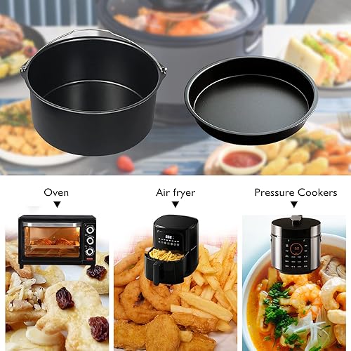 Miniatura 5 de Juego de 2 piezas de accesorios universales, sartén para pizza y barril de pastel, antiadherente, se adapta a la mayoría de freidoras y hornos de
