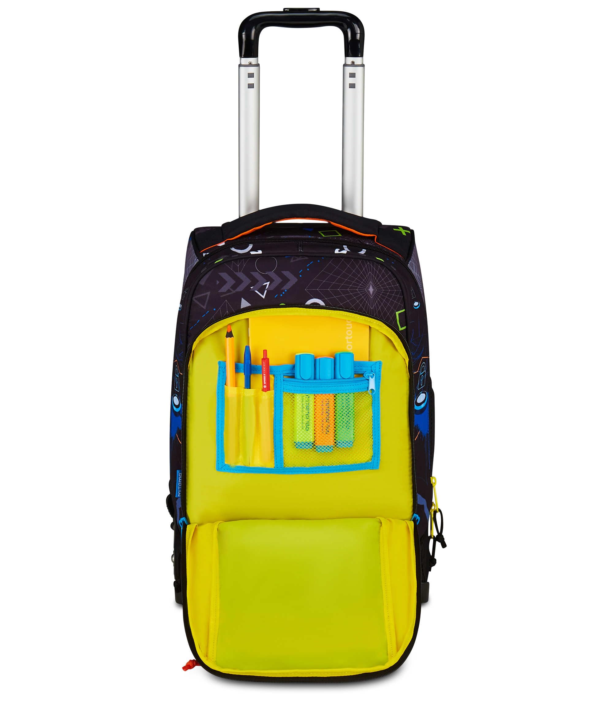 Mitama Trolley Scuola DR Junior CYBERPLAY, Nero, Con Mega Scomparto e Doppia Maniglia, Scuola Elementare e Media, Trolley Tempo Libero, Bambino e Ragazzo
