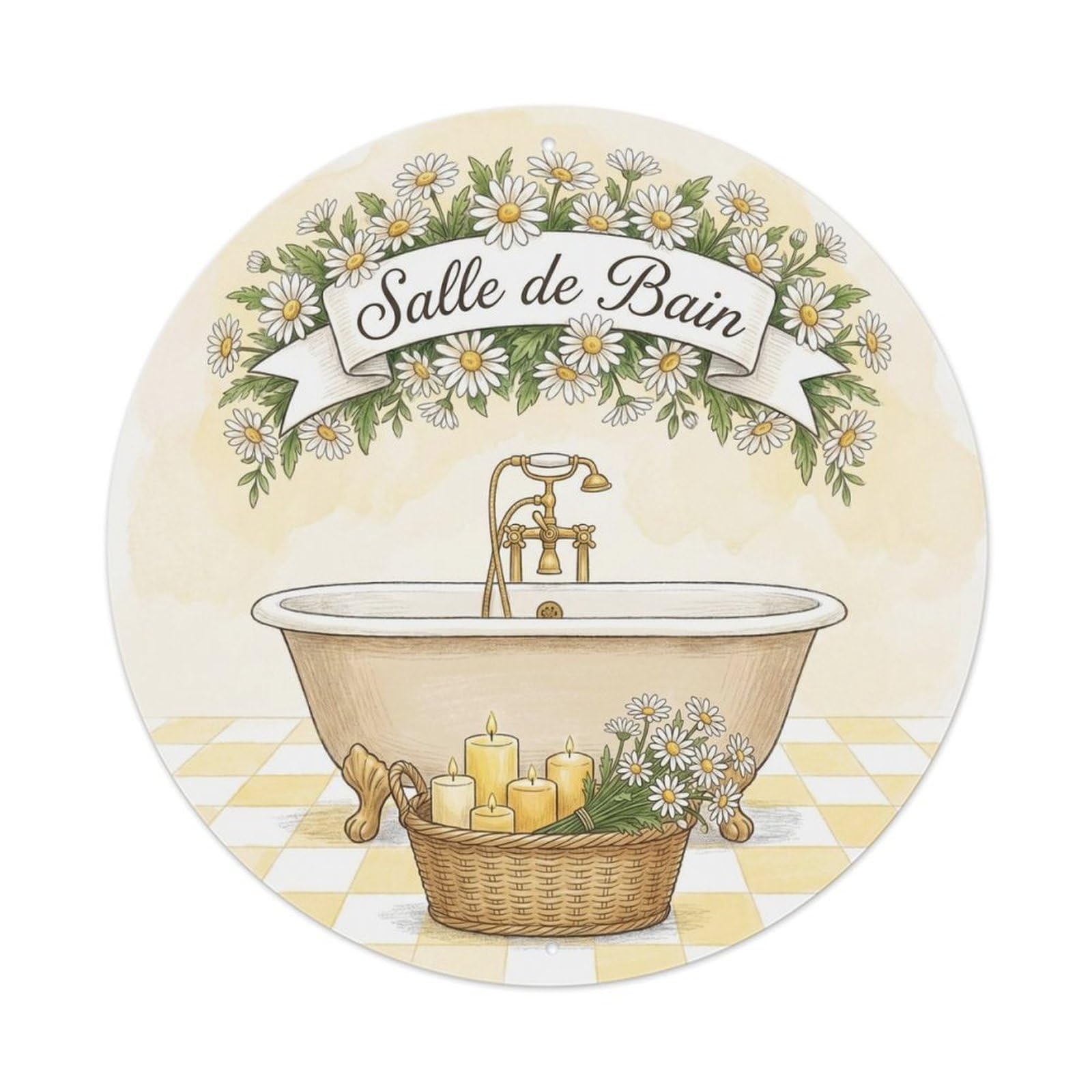 Bathroom Daisy Bathroom Metal Tin Sign