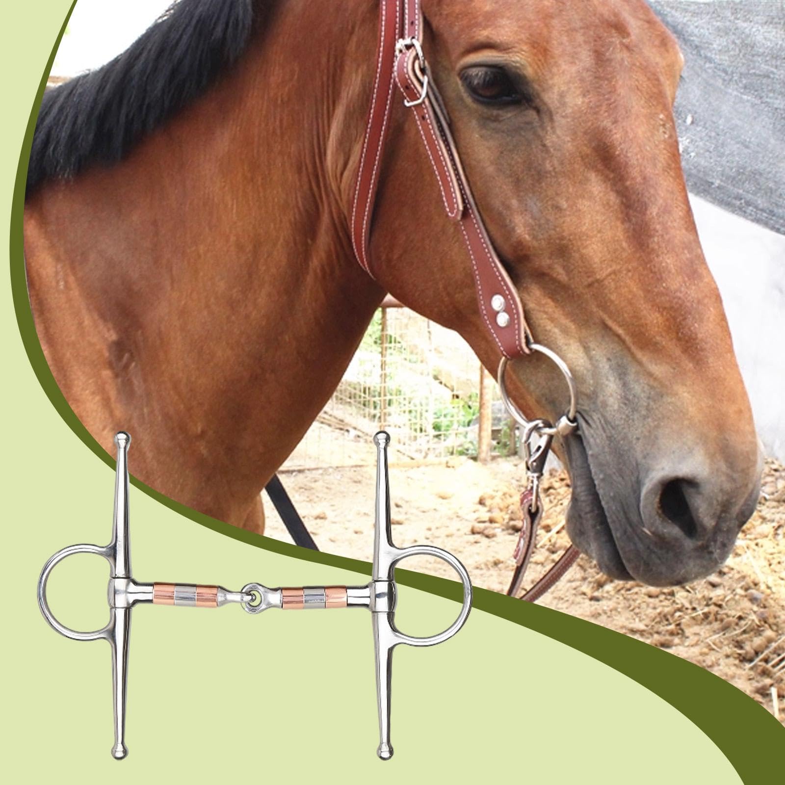 para Caballos, Filete para Caballos, fácil de Usar, de Entrenamiento para Masticar, Rodillos de Cobre para Equipo de Entrenamiento,
