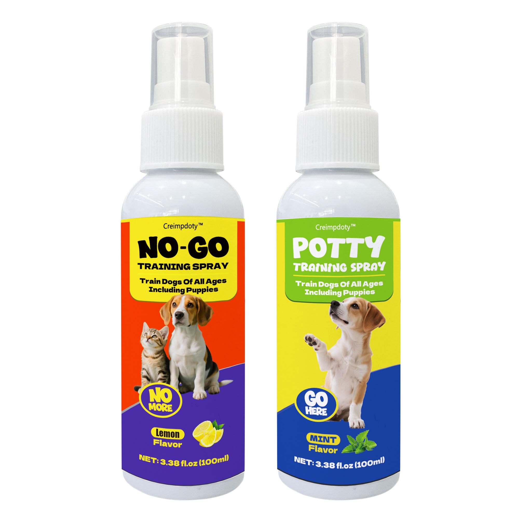 Dog Potty Training Spray Set, Dog Pee Spray, Indoor & Outdoor Potty Training for Dogs & Puppies, Stops Urination & Marking, Puppy Essentials (3.38 fl oz, 2-Pack)