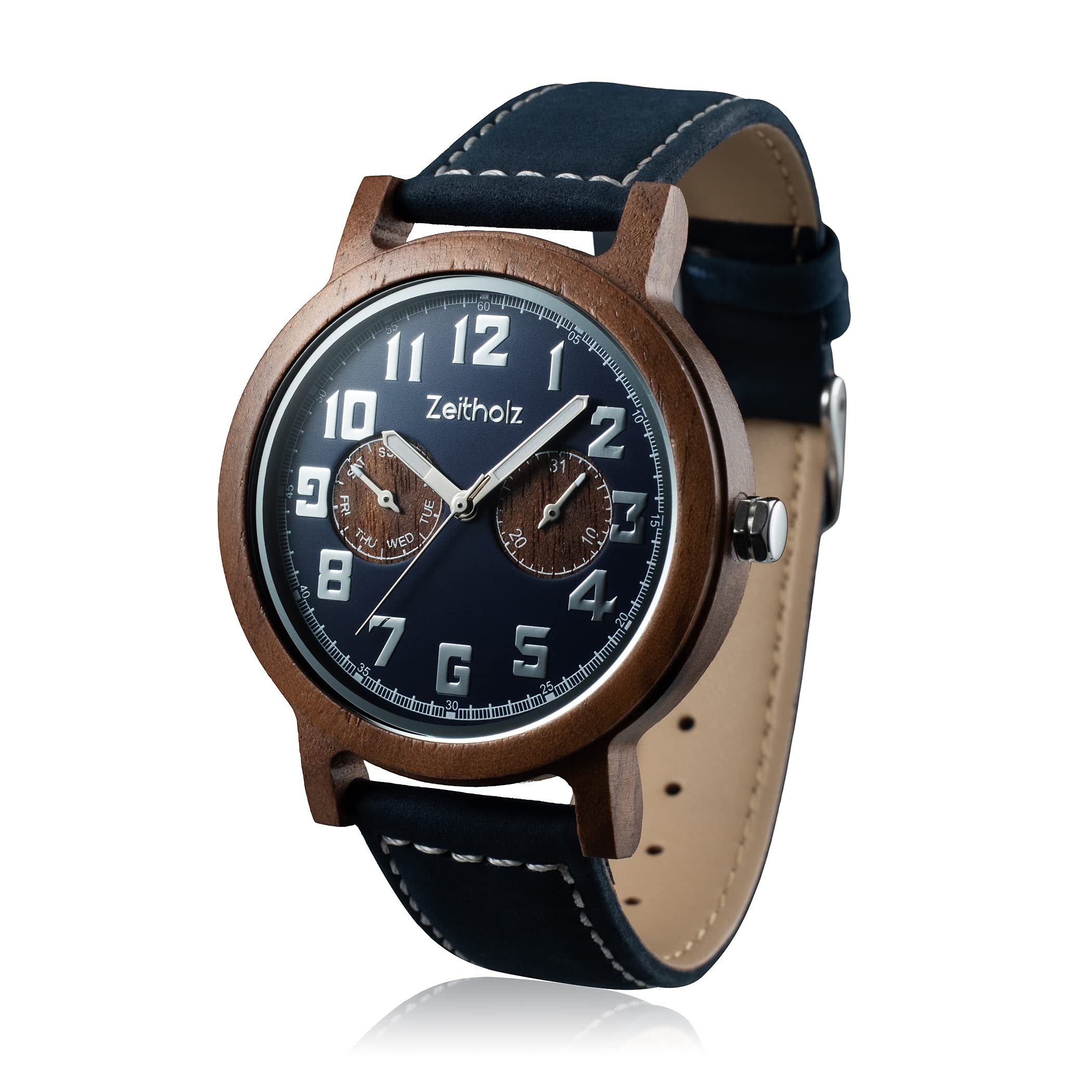 Orologio Da Uomo In Legno Naturale Zeitholz Modello Schmiedeberg - Realizzato A Mano Con Movimento Al Quarzo - 4