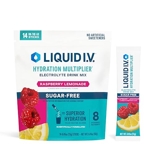 Liquid I.V.® Hydration Multiplier Sugar Free – Raspberry Lemonade | Electrolyte Powder Drink Mix | 1 Pack (14 Servings) - Sugar Free Raspberry Lemonade
