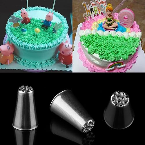 beyonday 3 boquillas de glaseado de crema de hierba, para magdalenas, prácticas puntas de boquilla de tuberías de crema de acero inoxidable,