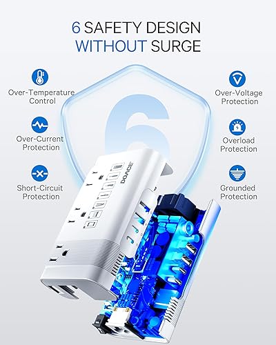 Miniatura 5 de DOACE Convertidor de voltaje de Estados Unidos a Europa, convertidor de 350 W para viajes europeos para rizadores y alisadores de cabello, adaptador