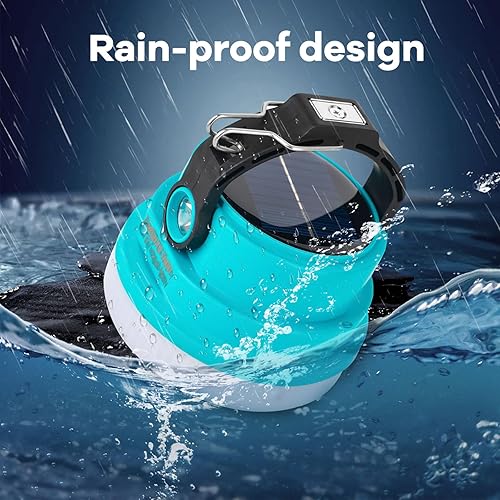 Miniatura 4 de Linterna solar para campamento recargable, 2 en 1 10000 mAh recargable luz de campamento y cargador de teléfono para senderismo, viajes, luz