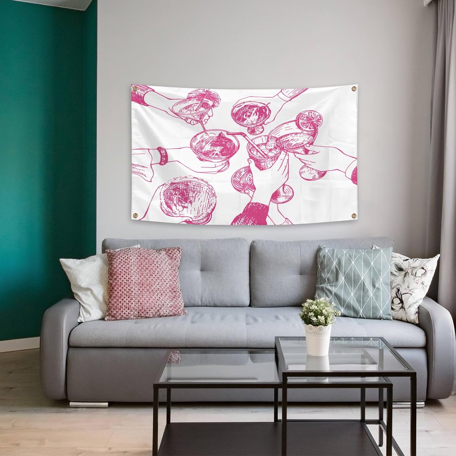 Pink Preppy Trendy Flag Art Wall Decor Tapestry 3×5 FT Banner with Four Grommets For Room Teen Girls Indoor Outdoor Party Bedroom And College Dorm Decor (Pink Preppy Trendy) - Image 4