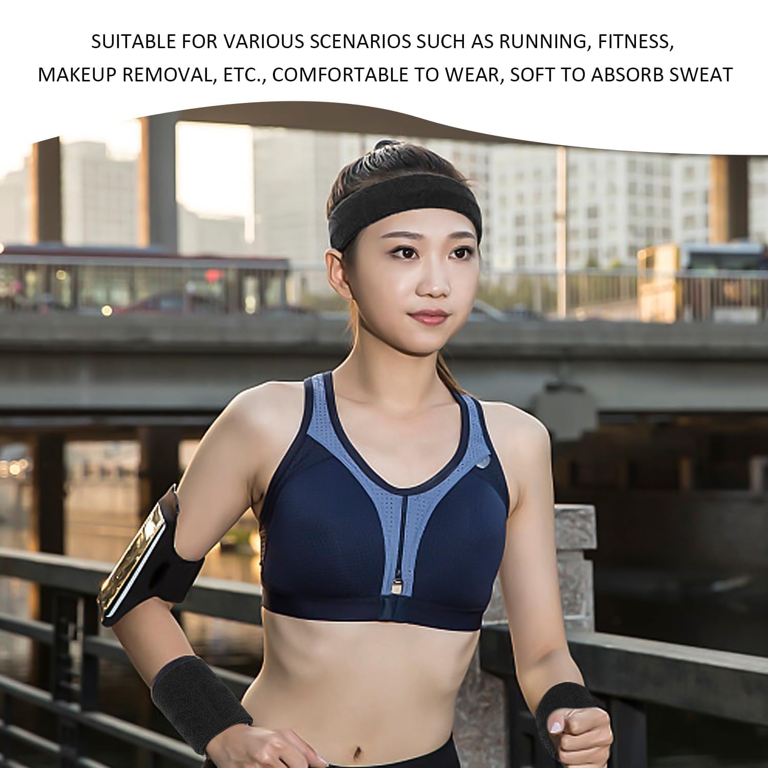 Fasce Sportive Da 2 Pezzi, 1 Paio Di Braccialetti Sportivi, Set Sportivo Traspirante E Assorbente Del Sudore, Fasce Elastiche Unisex