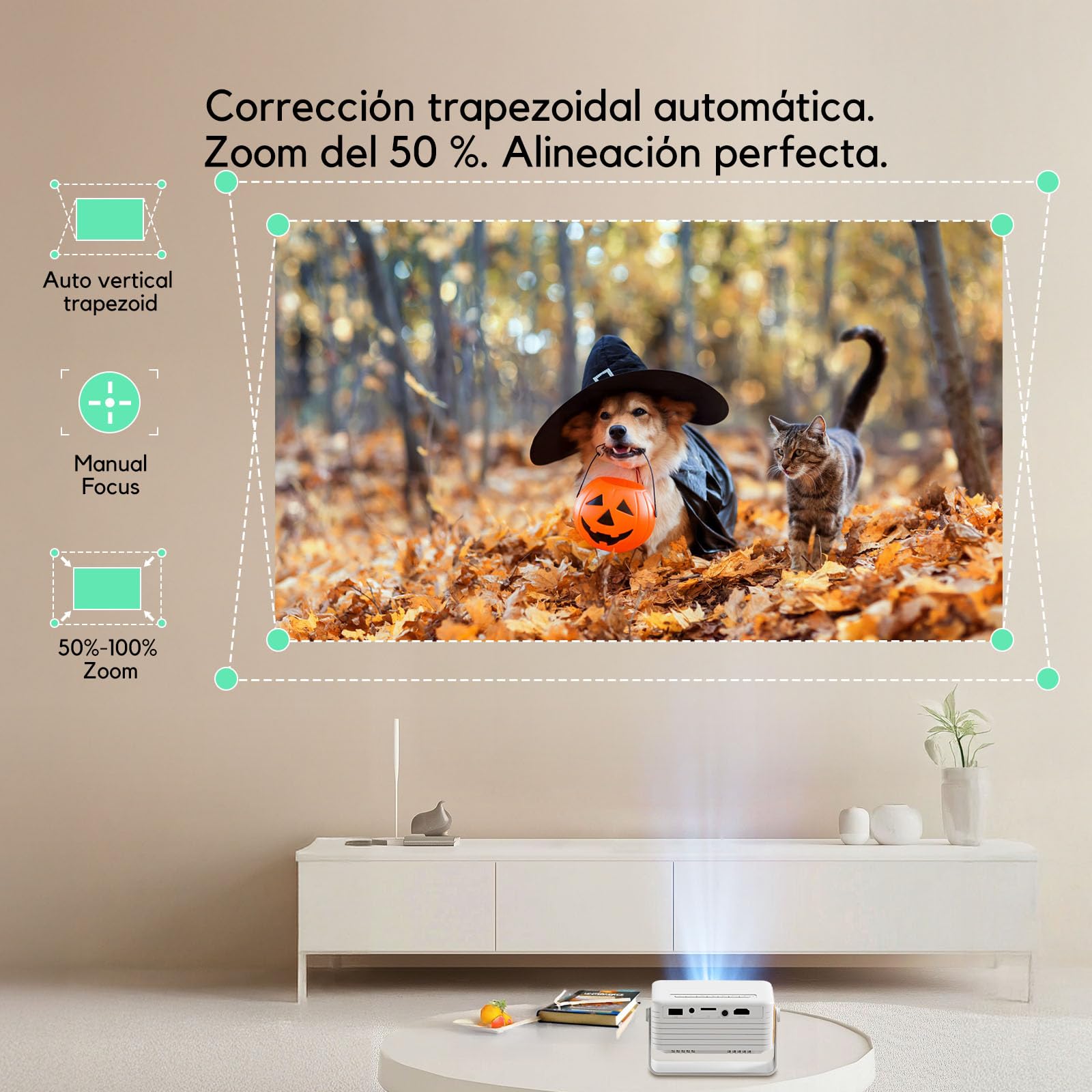 Yoton Mini Proyector Portátil [Rotación 180°& Auto Keystone] Y3 Proyector Portátil Soporte 1080P, 15000L Videoproyector con 50% Zoom, Projector Portable Compatible con Teléfonos/PC/PS5/Xbox/USB/HDMI