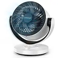 COWSAR Fan for Bedroom, 11 Inch Quiet Table Fan, Desk Air Circulator Fan for Whole Room, 90° Vertical Manual and 80° Oscillating Auto, 3 Speeds for Home, Office, Kitchen
