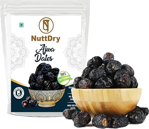 NuttDry Premium Fresh Ajwa Dates Original 200g Pack of 1 | Iron & Fibre Rich Naturally Sweet Without Added Sugar | Dry Fru...