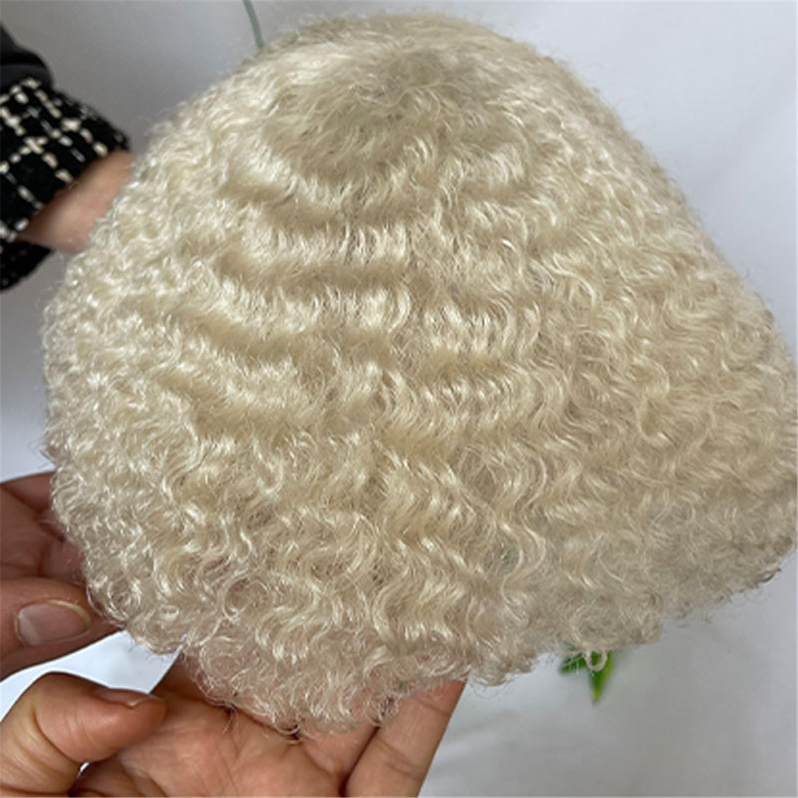 Męski tupet, afro Wave Curly, dla mężczyzn, z prawdziwych włosów, system zastępczy, pełna koronka, 6 cali (613 kolor)
