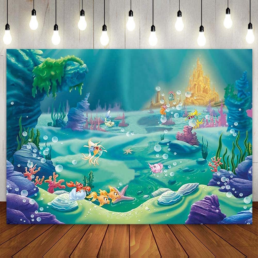 Sotto il mare Pografia Sfondo Baby Shower per ragazze Festa di compleanno Decor Torta Tavolo Banner Po Booth Sfondo Poster