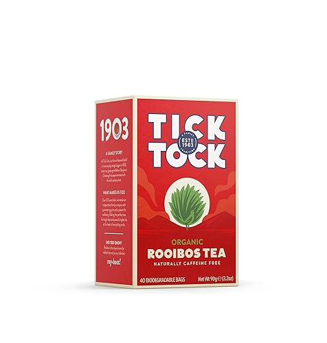 TICK TOCK TEAS - Bolsas de té orgánicas Rooibos orgánicas té Rooibos original 40 unidades