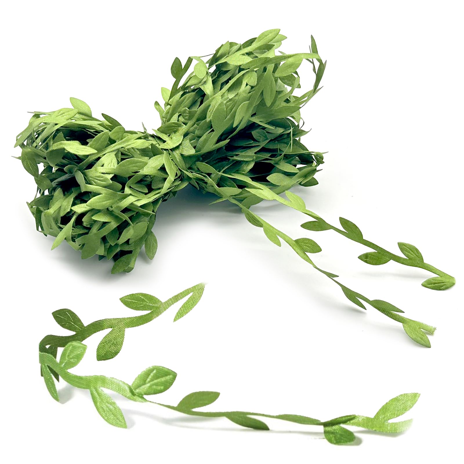 Artificial Vines Leaves String, 164 Ft Fake Leaf Ribbon Green Artificial Ivy Leaf Garland String for Wedding Birthday Party Decoration