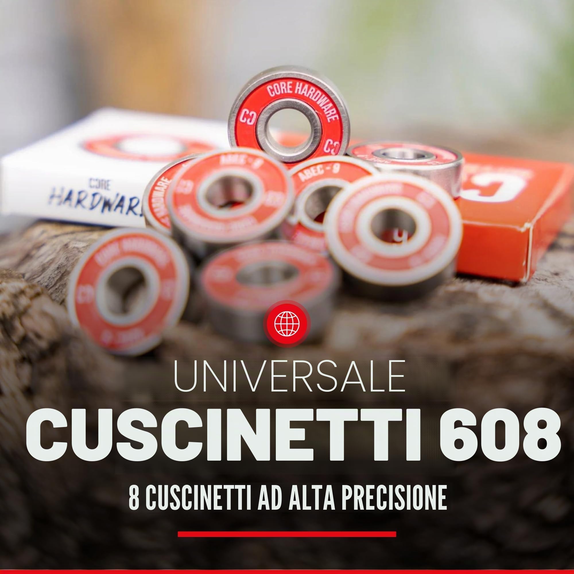 CORE ABEC 9 - Cuscinetti per skateboard, scooter e pattini, confezione da 8