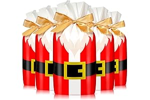 50 Pcs Christmas Drawstring Gift Bags Party Favors Goodies Bags with Santa...