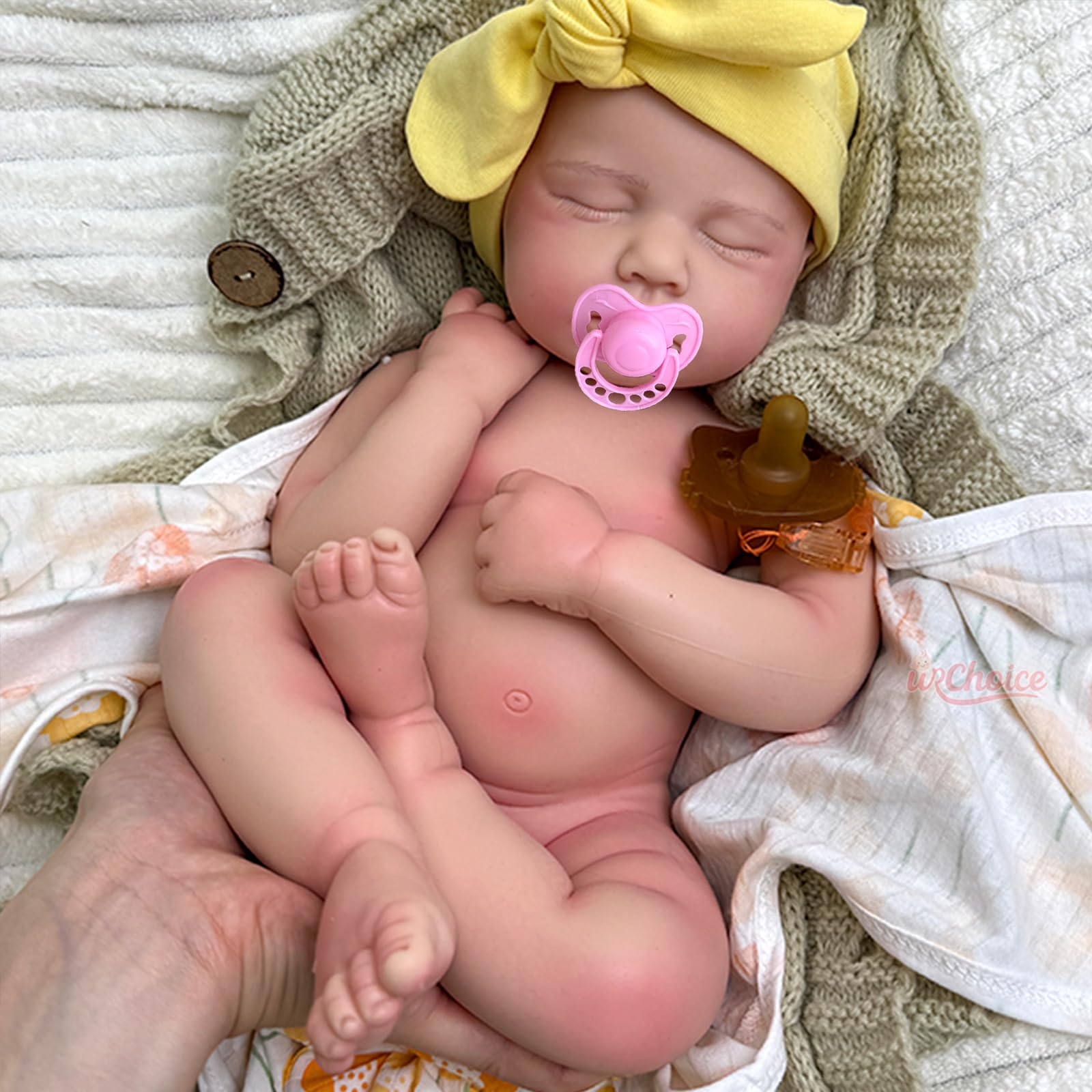 Oppaionaho Lifelike 20'' Loulou Girl Reborn Baby Dolls Full Silicone Body Open Mouth Handmade Sleeping Newborn Doll Weighted Anatomically Correct (Girl,Caucasian)