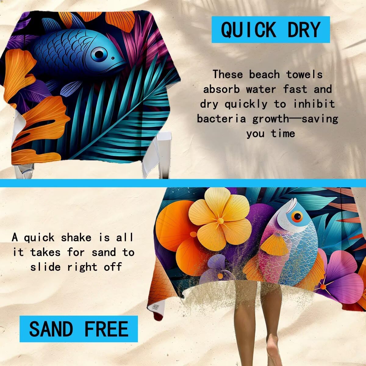 Strandtuch Mikrofaser Handtücher Groß 90x200cm 2er Set, Schnelltrocknend Saunahandtuch Fitness Handtuch Anlage, Saugfähig Badetuch Sporthandtuch, Sandfrei Strandtuch XXL, Geschenke für Frauen -4482