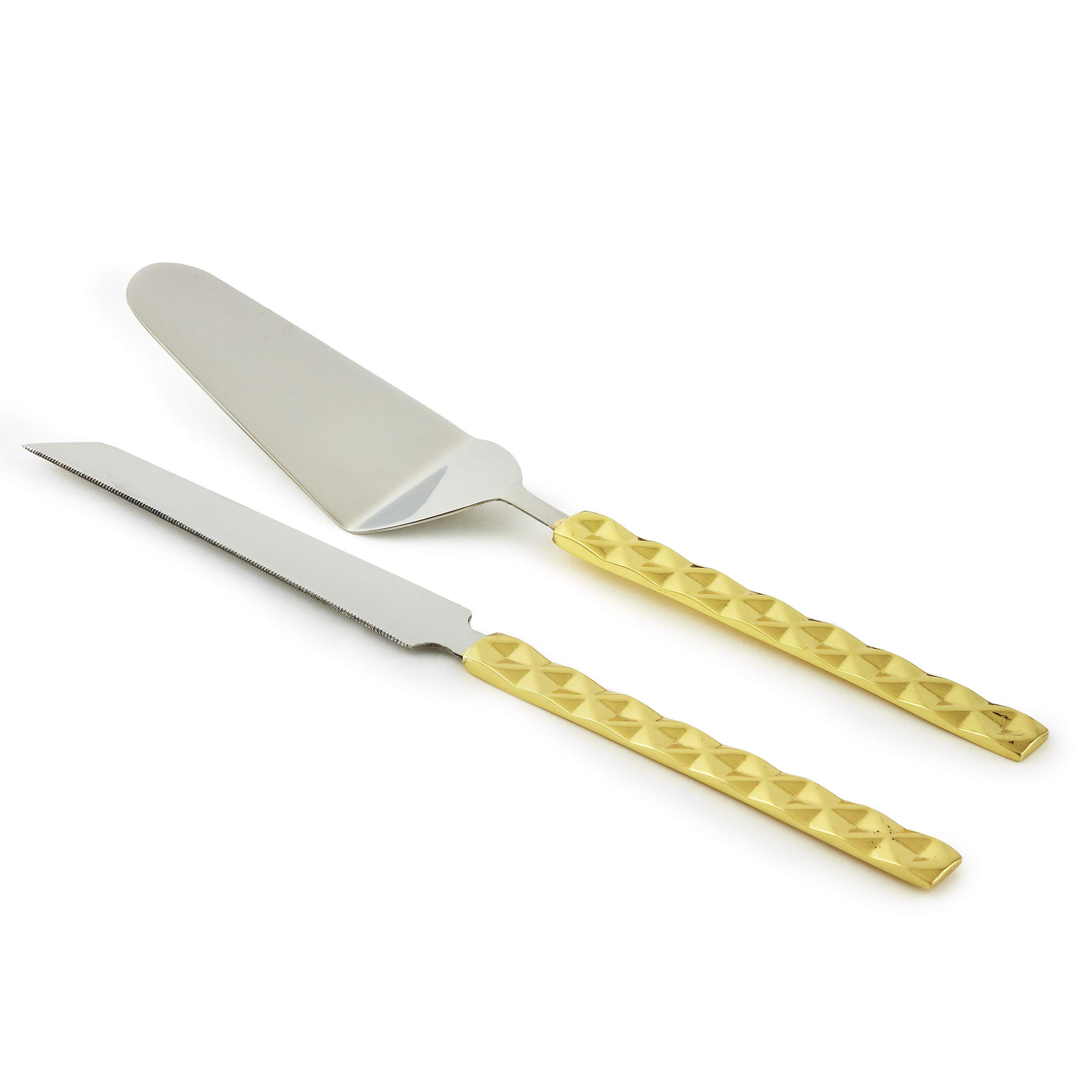 EleganceGeometric cake server set, 11.5 inch, Silver/Gold
