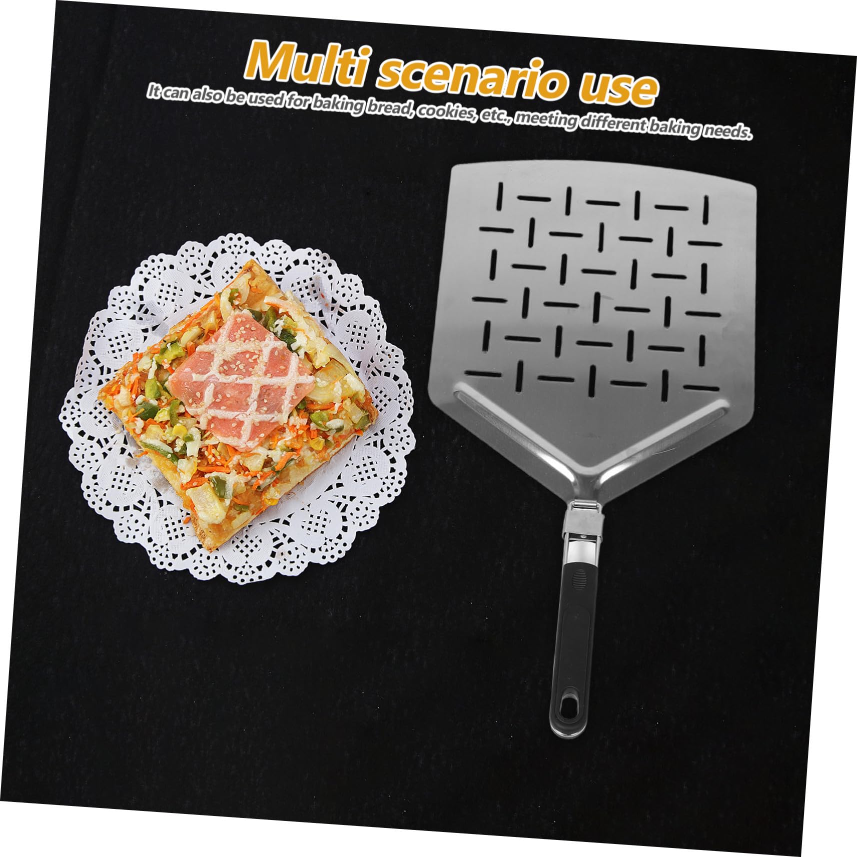 PRETYZOOM Paletta Per Pizza Fatta Spatola In Acciaio Perforata Accessori Manico Per - In Pietra Fori Rettangolari Per Torte Pane Pane Pollici Trasferimento