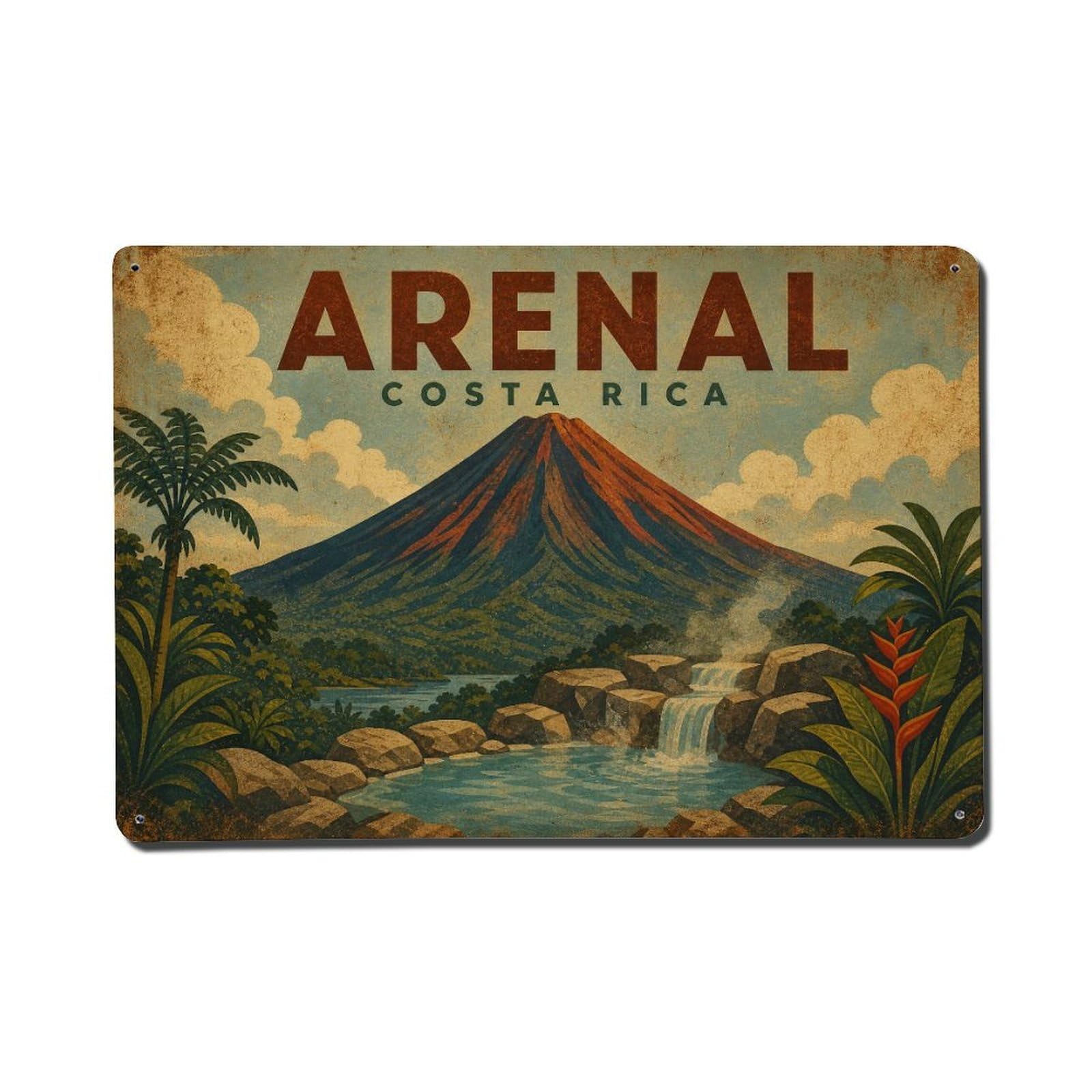 Retro Travel Costa Rica Arenal Metal Tin Sign