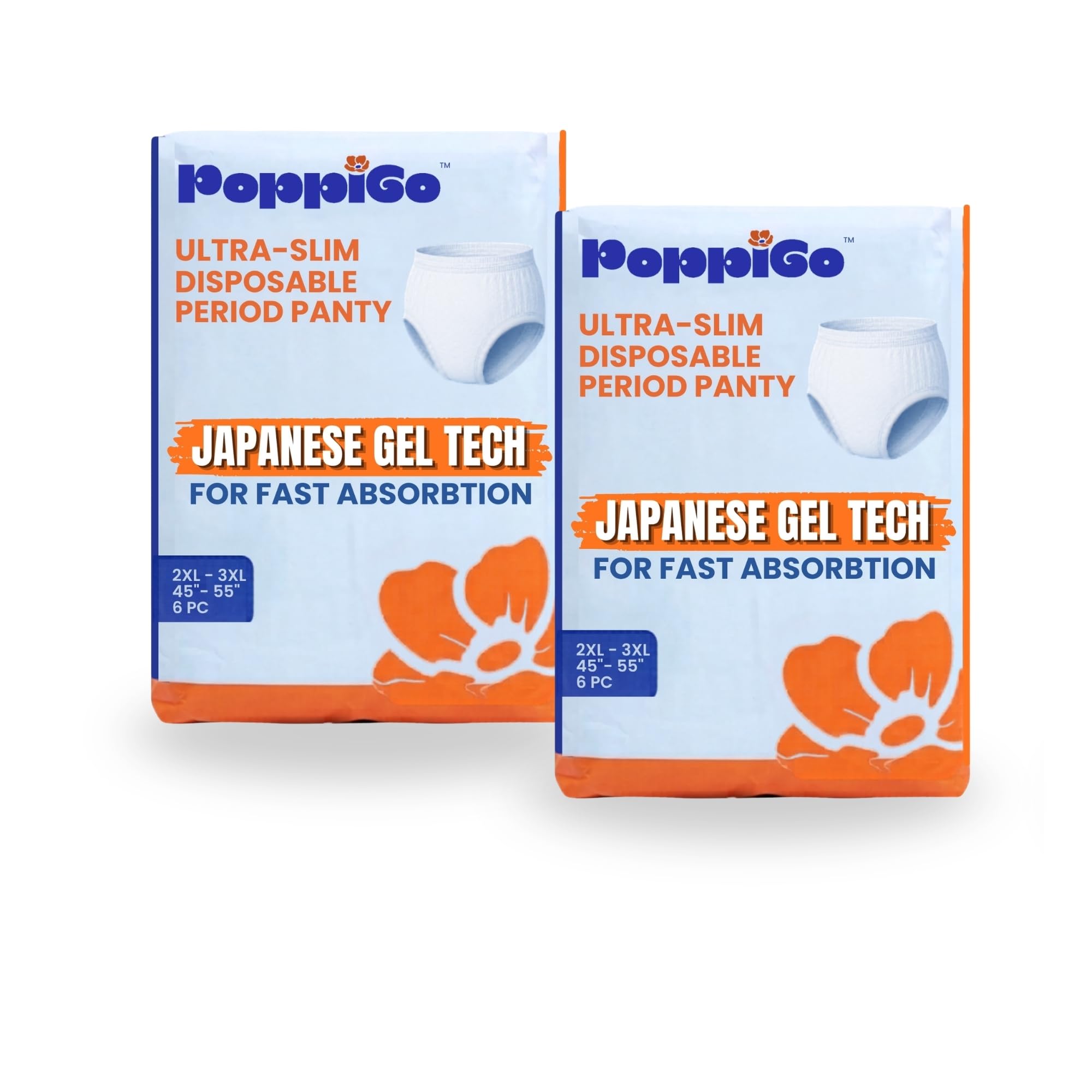 PoppiGo Ultra-Slim Period Panty for Girls | 2XL - 3XL | 6pc | Heavy Flow Protection & Rash-Free | Japanese Gel Core | period panties for Women | pads for women (Pack of 2)|Panties for Teen-image-35