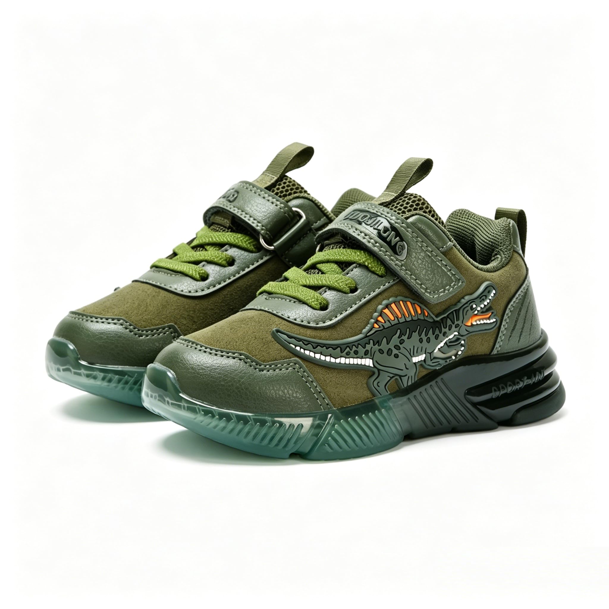 Moda Scarpe Sportive per Bambini e Bambine con Dinosauro Flash per 2-6 Anni, Tomaia in Pelle