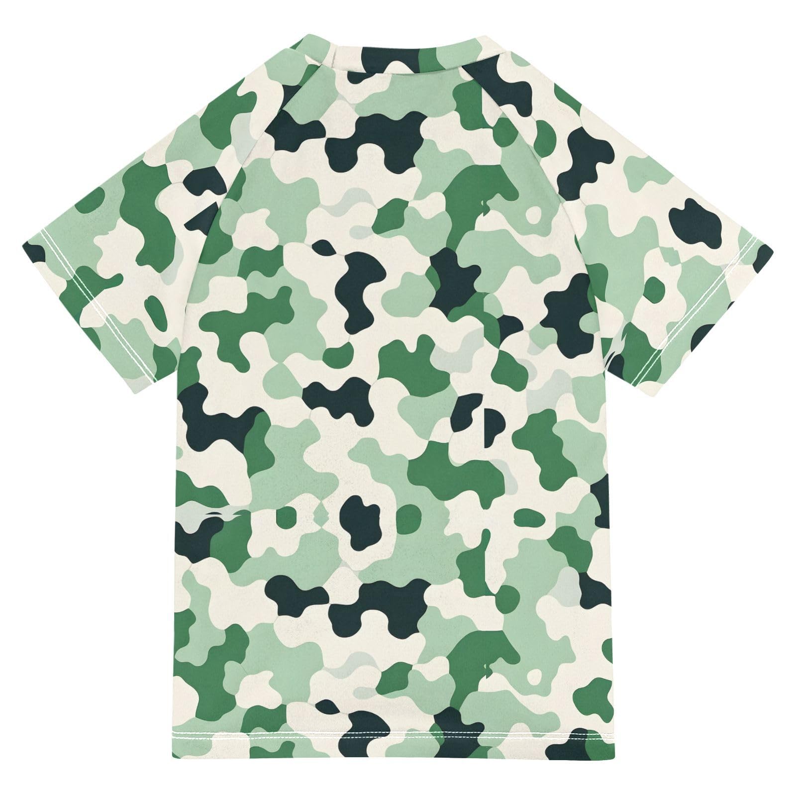 ALAZA Boys Swim Shirt Short Sleeve Rash Guard for Boys Girls UPF 50+ Camouflage Green 9-10T