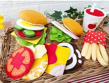 46 フェルトままごと　ハートバーガー　オーダーページ フェルトおままごと ハートバーガー お手軽セット - メルカリ