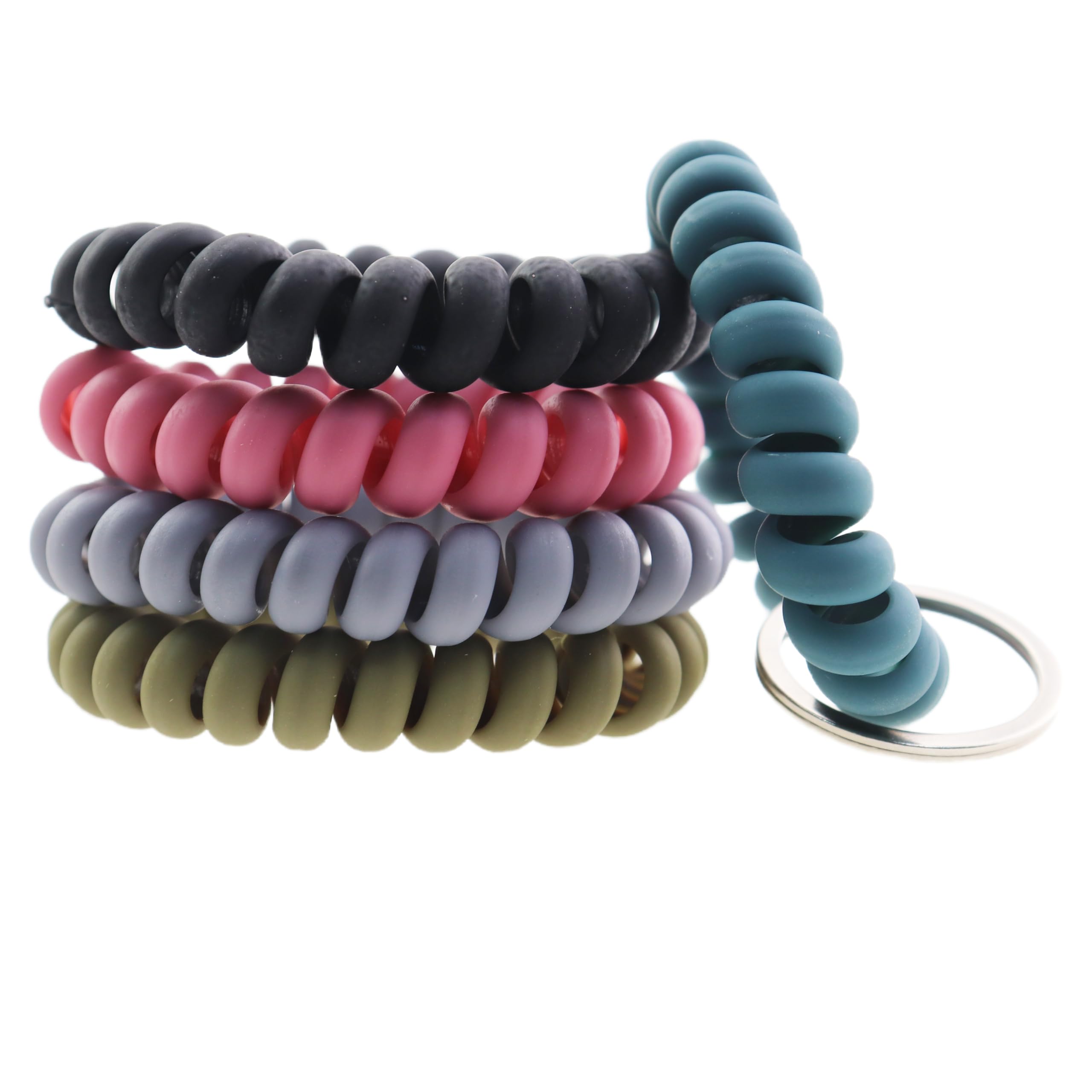 CTWHA 5PCS Wrist Keychain Plastic Spring Flexible Spiral Bracelet Stretchable Keychain DIY Hair Bands Multifunctional Creative Pendant for Keychain