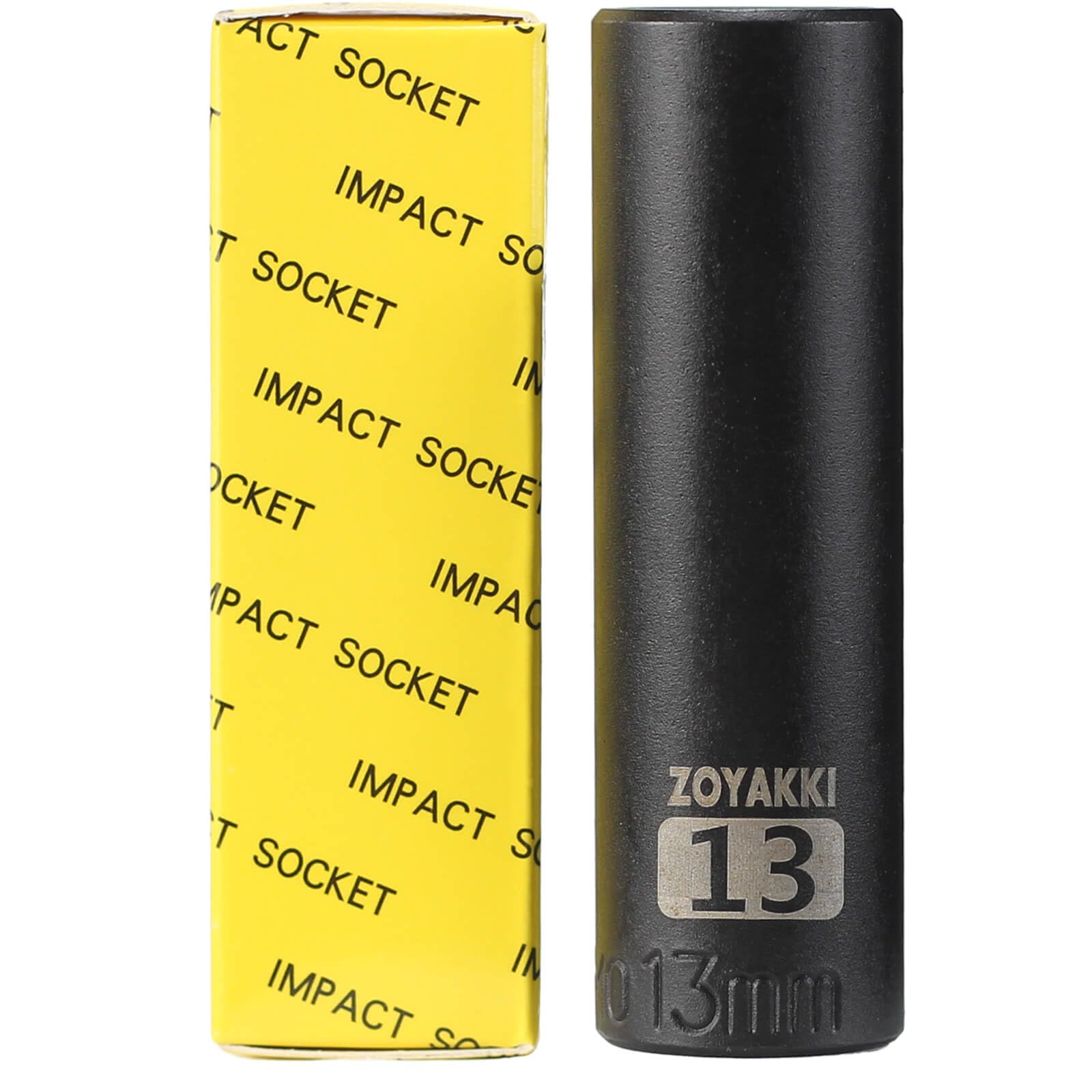 ZOYAKKI 3/8 Inch Drive x 13mm Inch Deep 6-Point Socket,Individual Drive Sockets, Metric,CR-MO