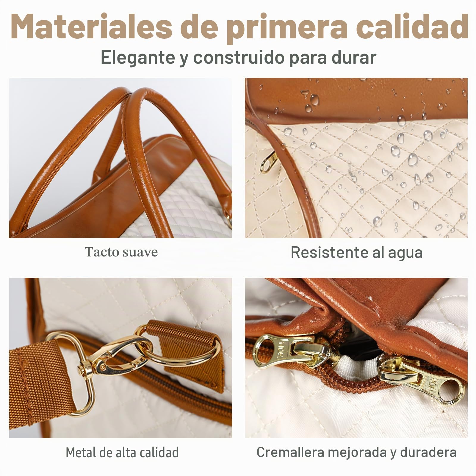Portatrajes 2 en 1, Bolso de Viaje para Mujer, portatrajes Convertible para Llevar contigo, Bolso de Lona Grande Impermeable de Cuero PU con Bolsa para Zapatos,Beige